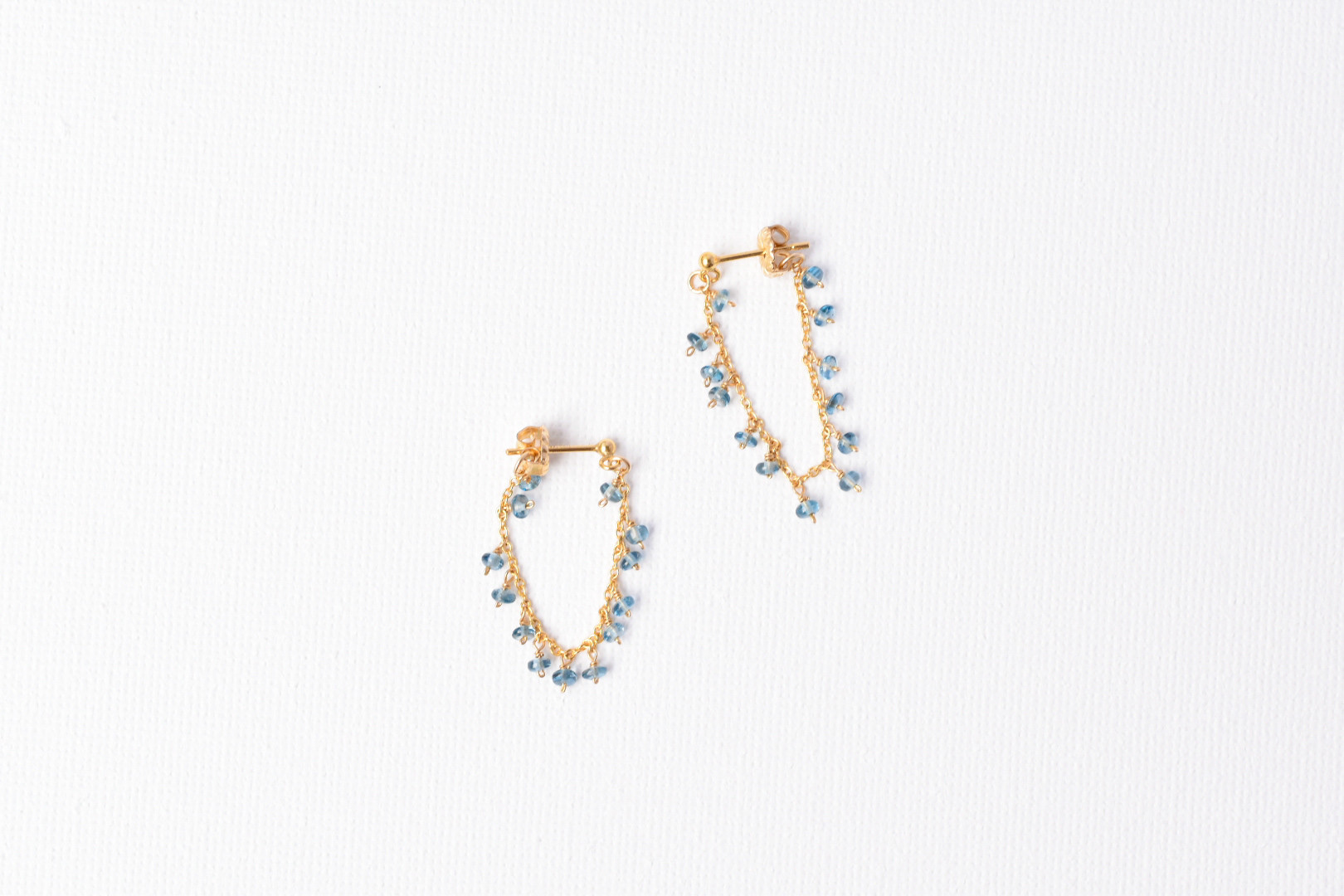 大人のシンプルピアス　高品質ロンドンブルートパーズ14kgf