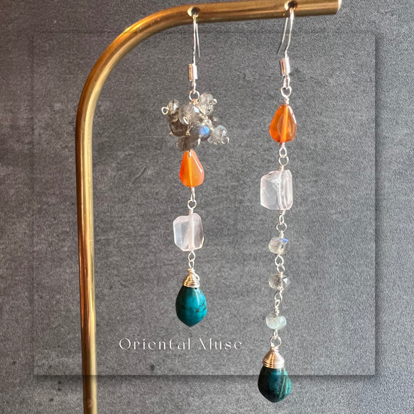 14kgf・天然石ピアス No．3 フローライト小ぶりのピアス 14kgf