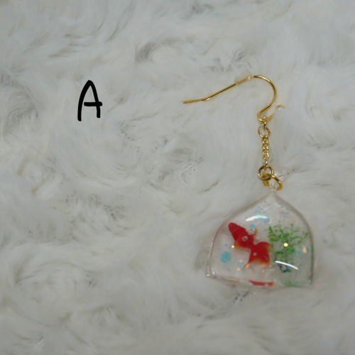 縁日ピアス／イヤリング お祭りアクセサリー 金魚すくい
