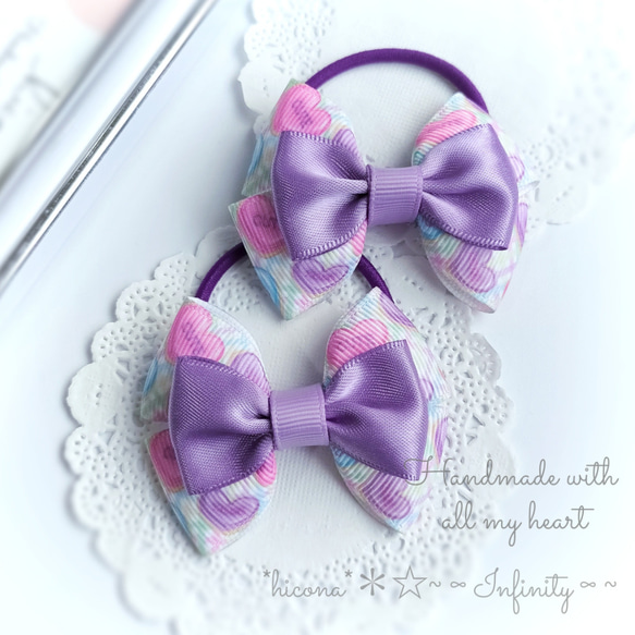 キッズヘアゴム ♡ミンクファー♡ハート♡レッド♡ツイン 【公式通販】