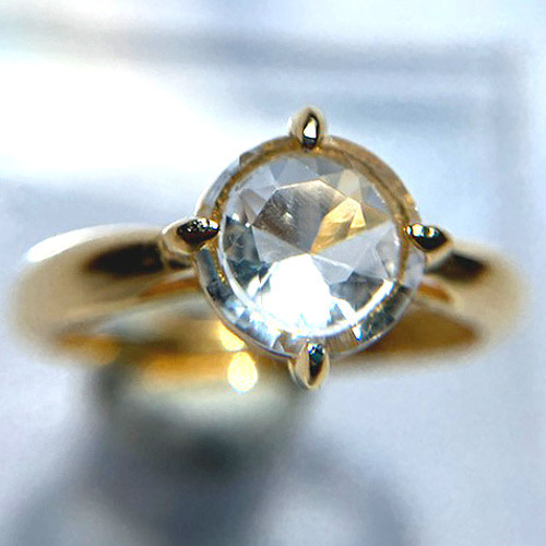 高千穂産天岩戸水晶 エイトスターカット リング 1.3ct シルバー18KGP