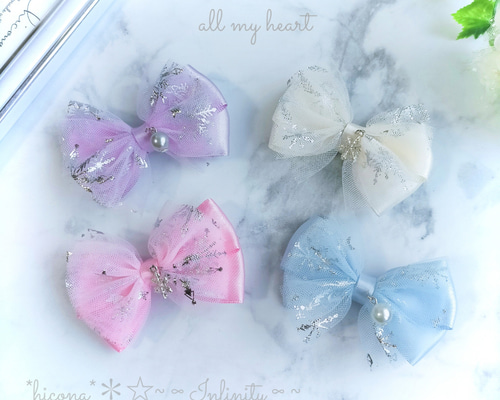 ノゾミ様handmade♡雪の結晶&星カボション ツイードリボンヘアクリップ ノゾミ様handmade♡雪の結晶&星カボション ツイードリボンヘア
