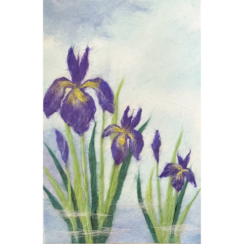 和紙ちぎり絵『菖蒲』葉書サイズ原画 切り絵 彩紘工房 通販 17737396