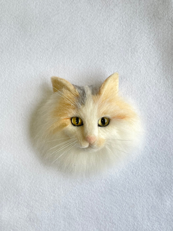 サイベリアン 長毛猫 羊毛フェルト猫 ブローチ バッグチャーム 