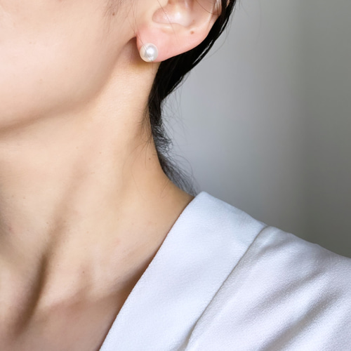 パール付きスタッドピアス Pearl Ball 2way スタッドピアス サージカルステンレス silver925
