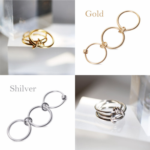 トリプルコネクトリング 3連 連結リング 指輪 レディース アクセサリー