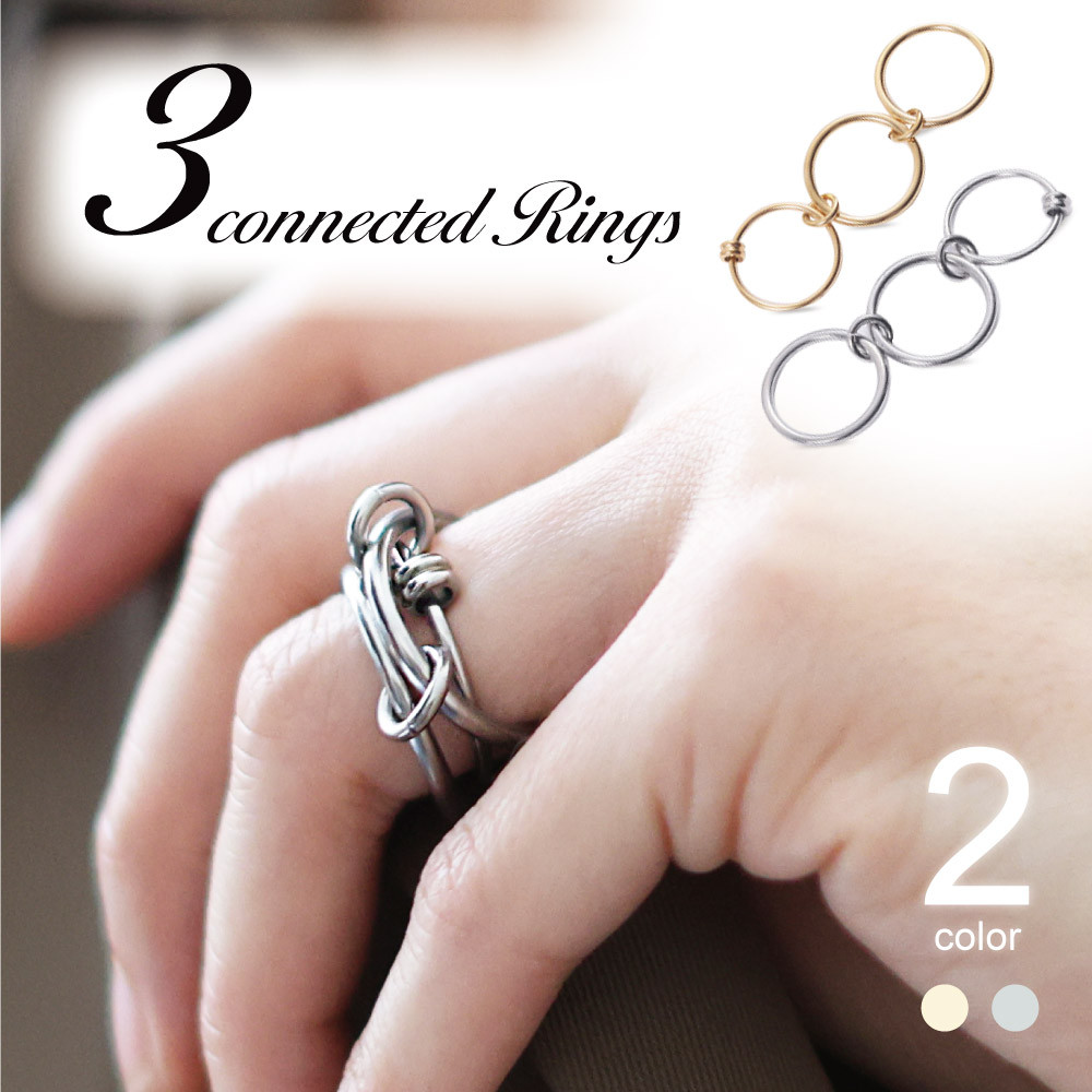 【アンティーク】連結三連リング（9K）14号【J27346】 アンティーク】連結三連リング（9K）14号【J27346】 - メルカリ