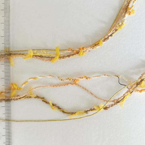 引き揃え毛糸玉*イエローオレンジ、ブラウン×イエローリボン 毛糸