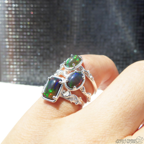 ブラックオパール リング / Ethiopian Black Opal Ring 2 指輪