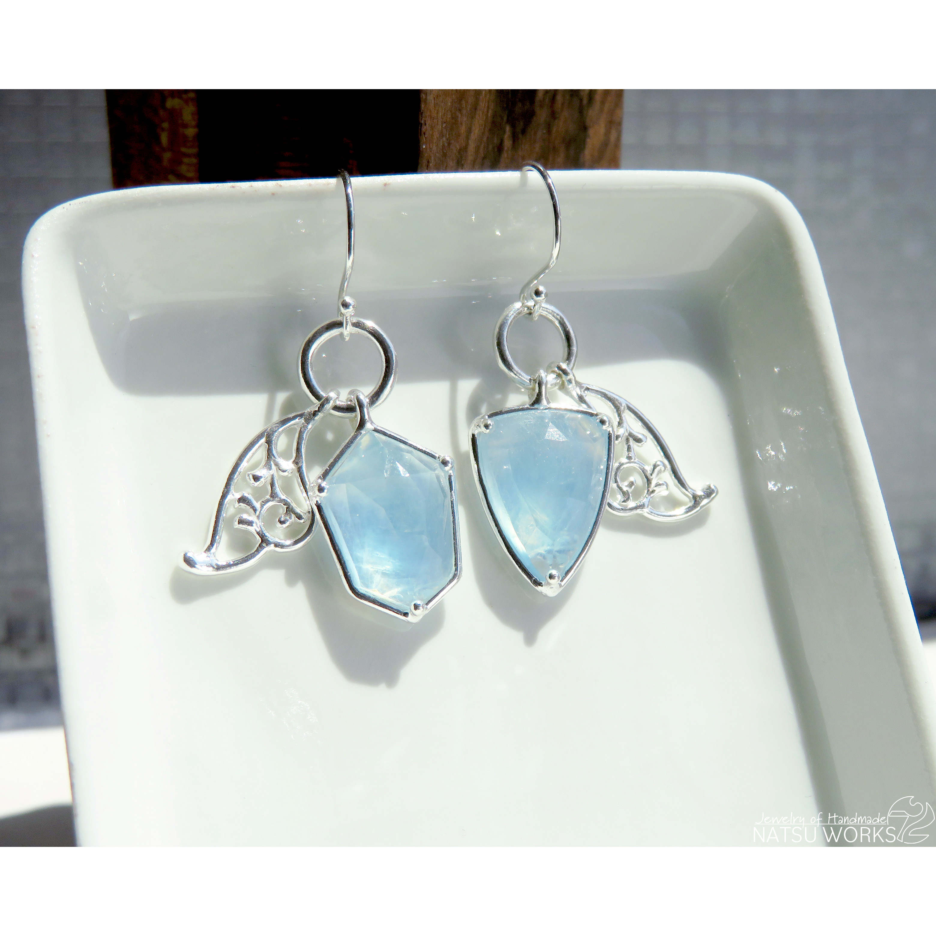 アクアマリン ピアス / rose-cut Aquamarine earring