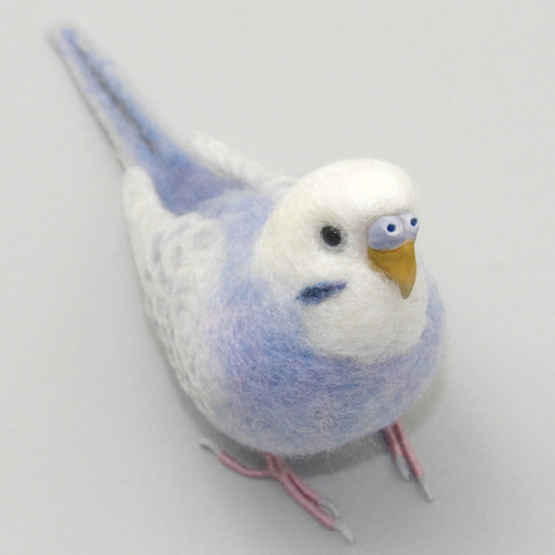 本トリ No.112 セキセイインコ ライラック / 羊毛フェルト リアル