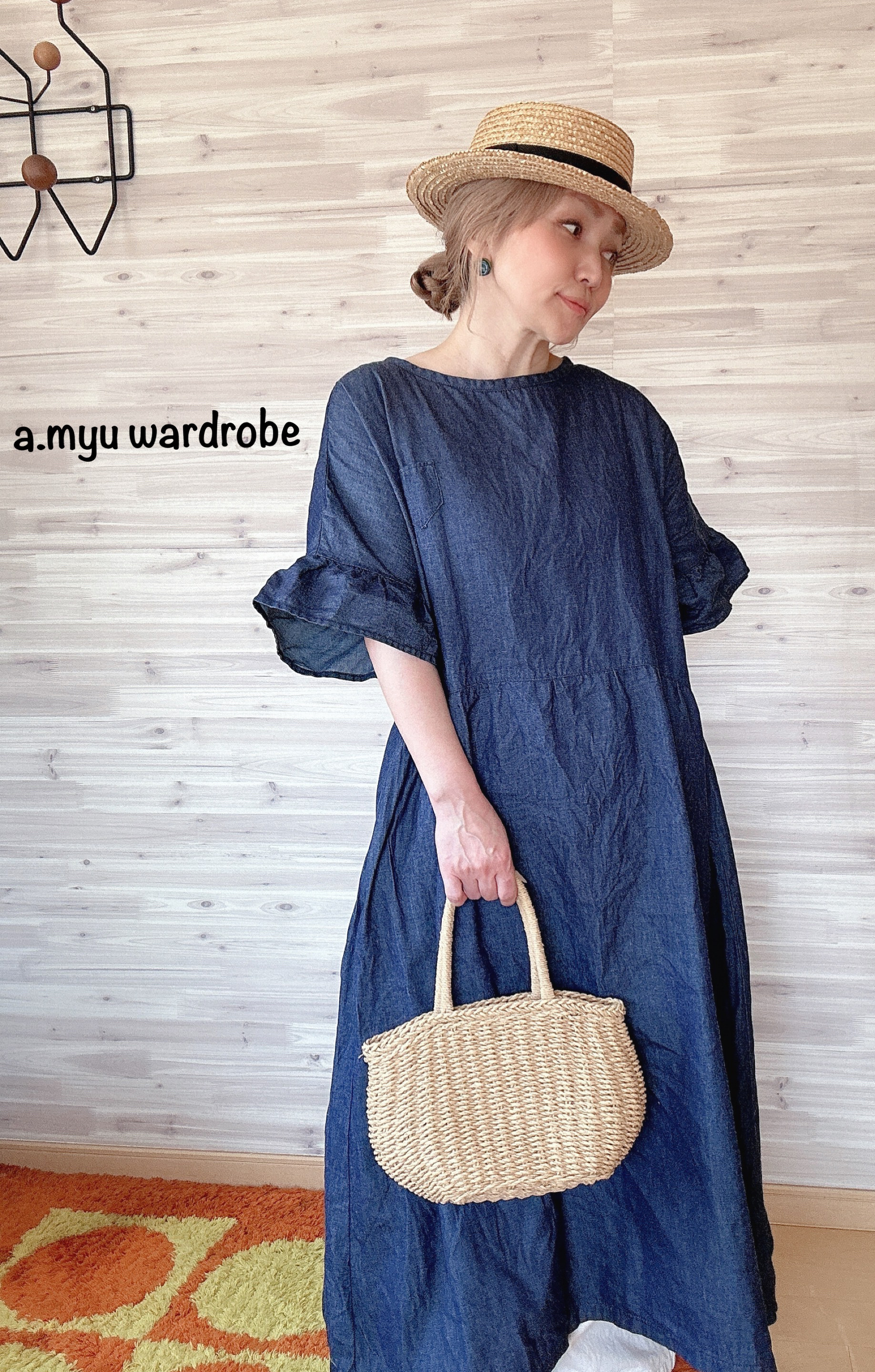 a.myu 人気のダンガリーデニム♪腰切り替えワンピース