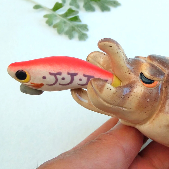 イカ釣りエギング・ペーパーウェイト&ルアーボールペン　替芯付き　魚陶器 