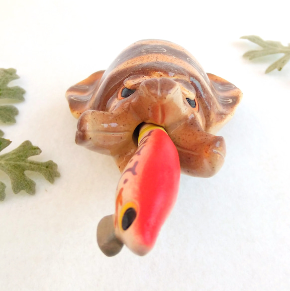 イカ釣りエギング・ペーパーウェイト&ルアーボールペン　替芯付き　魚陶器 