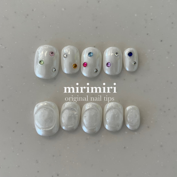 164 〗ネイルチップ チグハグネイル 個性派ネイル 韓国ネイル 夏ネイル  