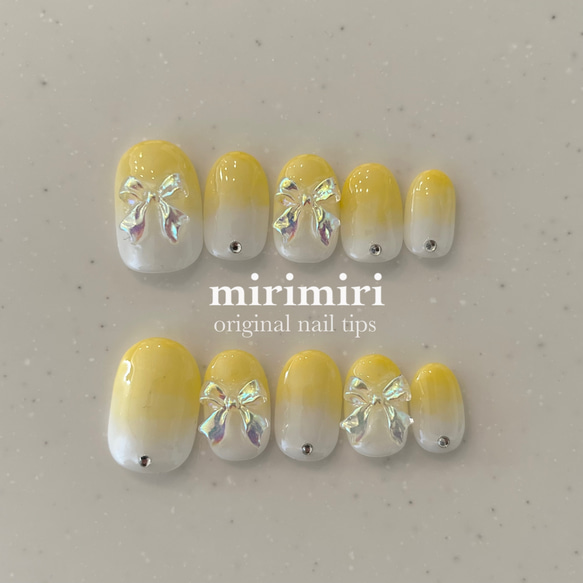 166 〗ネイルチップ 春ネイル グラデーションネイル 黄色 イエロー  