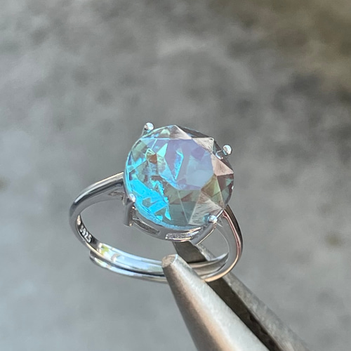 希少大粒 ヴィンテージサフィレット シンプルシルバーリング 指輪