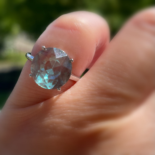 希少大粒 ヴィンテージサフィレット シンプルシルバーリング 指輪