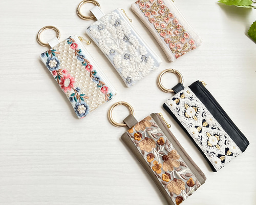 キラキラ⭐️　あんぱん＆インド刺繍リボンポーチ インド刺繍 #インド刺繍リボン #インド刺繍リボンポーチ
