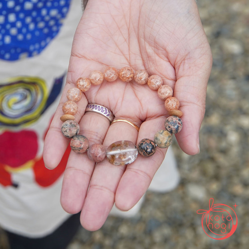 お守り ブレスレット＊天然石 ガーデンクォーツ ベトナム産桜瑪瑙