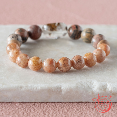 お守り ブレスレット＊天然石 ガーデンクォーツ ベトナム産桜瑪瑙