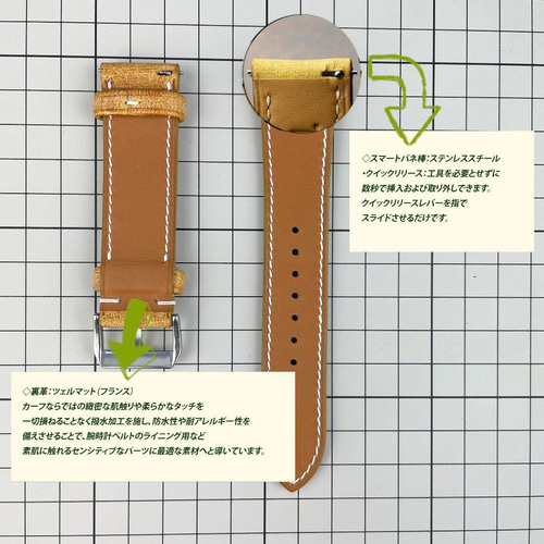 時計ベルト革 植物タンニン鞣し プエブロレザー イタリア 本革