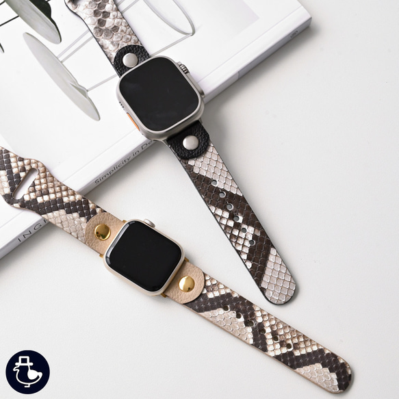 AppleWatch専用ダイアモンド&シルバー925製チャーム&ラバーバンド(黒