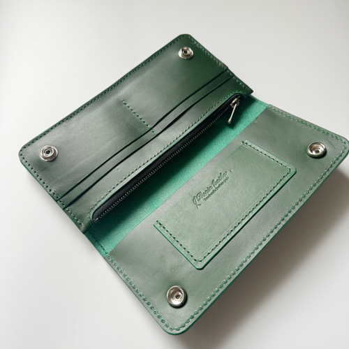 ブッテーロ グリーン トラッカーウォレット【BONIN Leather】 長