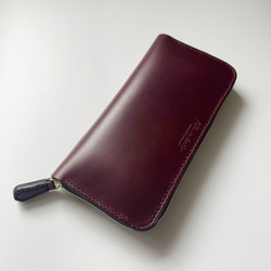 ホーウィン社 クロムエクセルレザー バーガンディ ラウンドファスナー