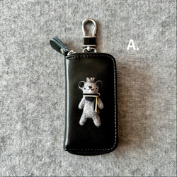 『KUMAWN/クマウン』カードポケット2個付き 便利なキーケース・牛革・多機能・スマートキー 5枚目の画像