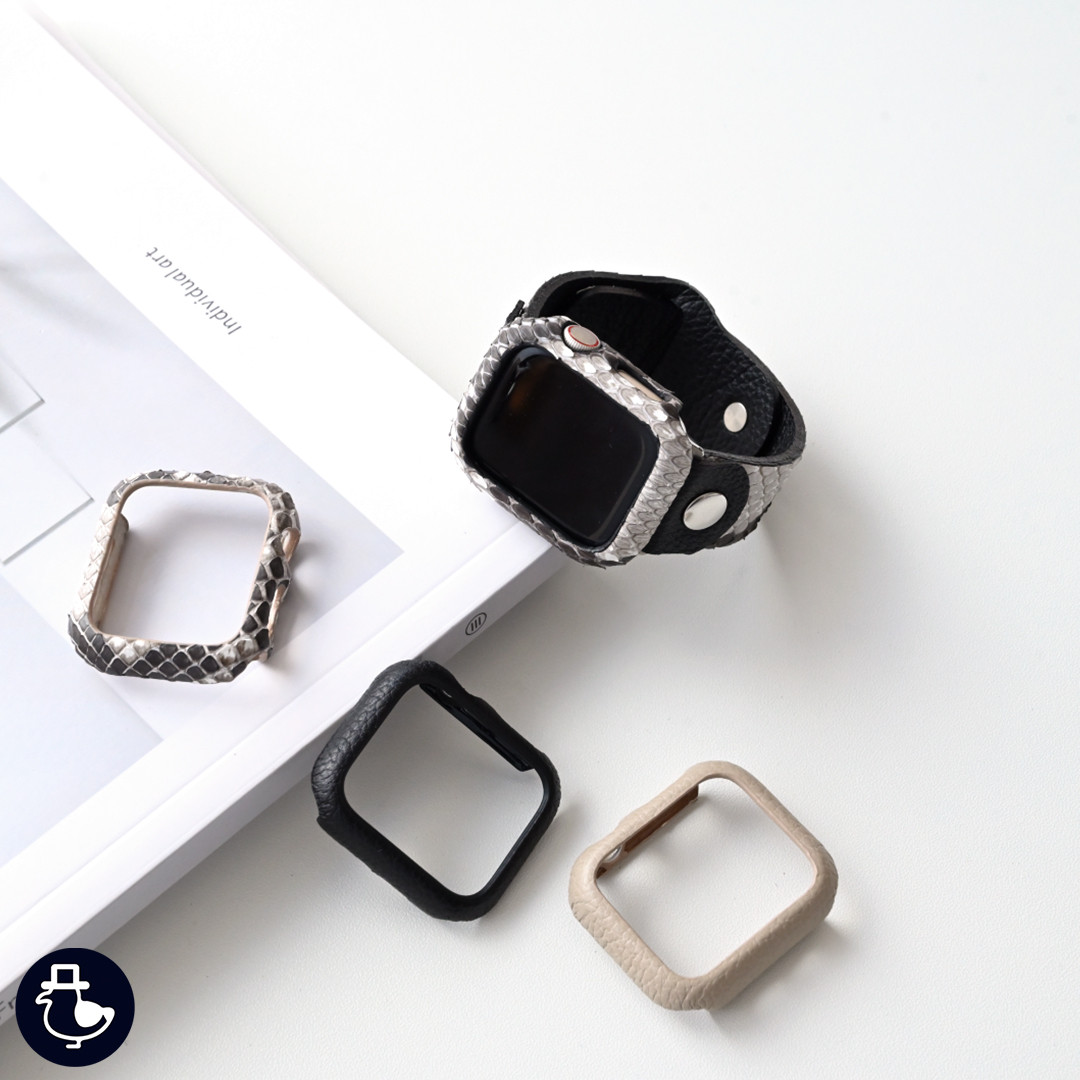 AppleWatch ケース 単品 【 ダイヤモンドパイソン 】 本革 ヘビ柄 ニッケルフリー 時計  CD03M