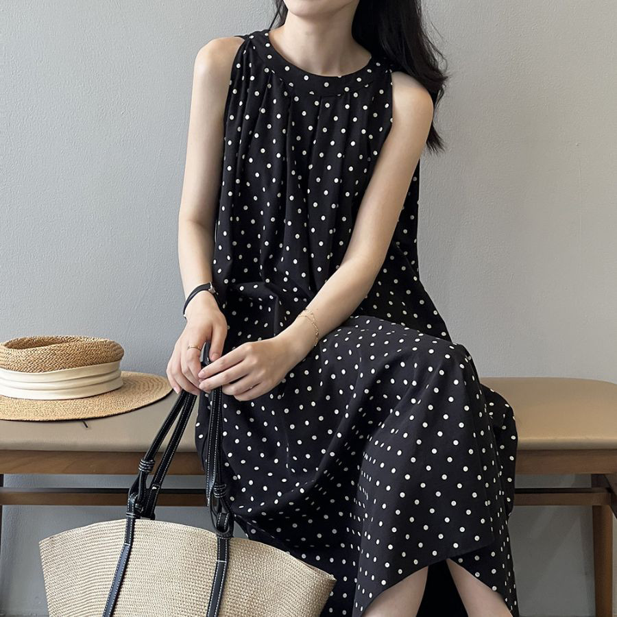 NEWHOUSE ドット柄マキシドレス みっちゃん◯THE