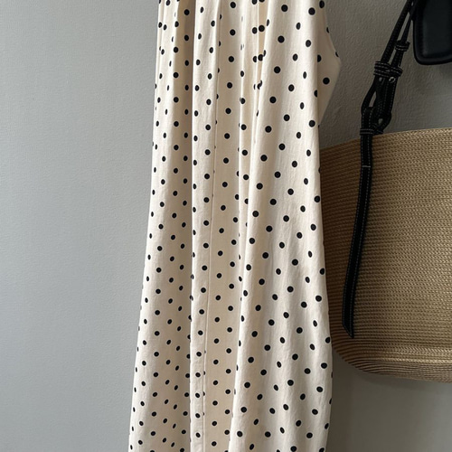 ワンピース レディース ノースリーブ ロング丈 ドット柄 マキシ