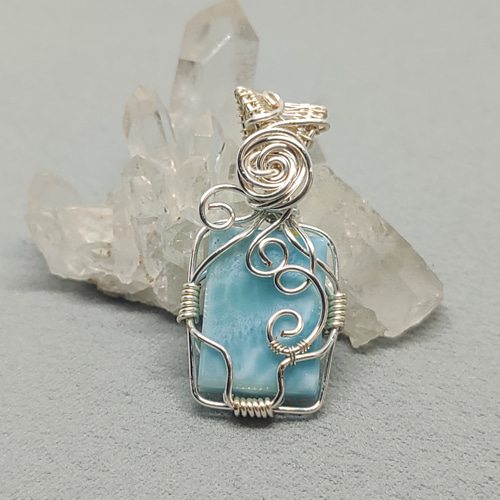 ラリマー ワイヤーラッピングペンダントトップ ペンダントトップ