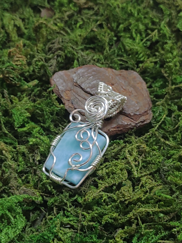 ラリマー ワイヤーラッピングネックレス ラリマー ワイヤーラッピングペンダントトップ ペンダントトップ