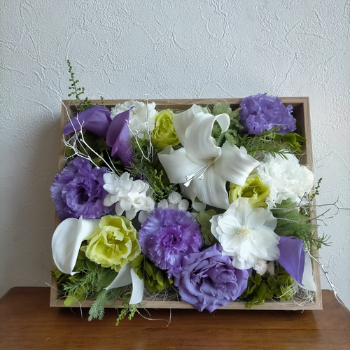 仏花　御供え花　造花　クレマチス、百合、トルコキキョウアレンジ 仏花 御供え花 造花 クレマチス、百合、トルコキキョウアレンジ 【公式