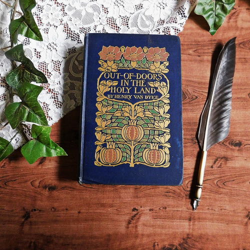 ☆゜+.1908年 聖地巡りの古書 表紙がエレガントな古書 キリスト教