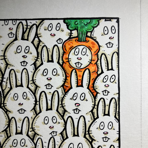 うさぎちゃんたち】動物 絵 原画 アート マーカー イラスト yoc うさぎちゃんたち】動物 絵 原画 アート マーカー イラスト yoc