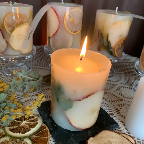 フルーツとミモザが可愛いボタニカルキャンドル キャンドル