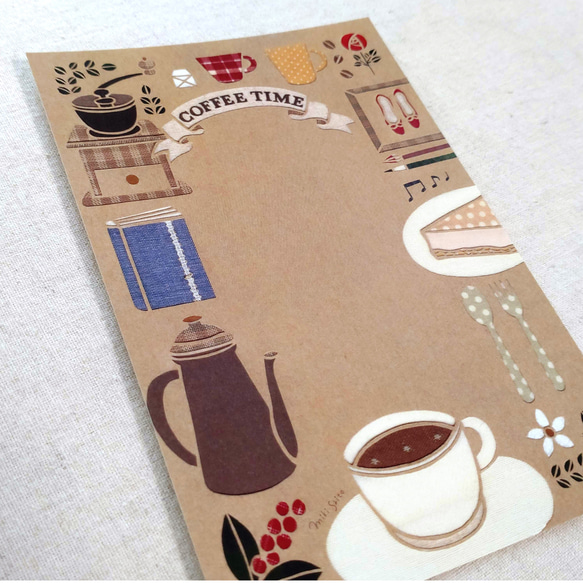 お気に入りに囲まれた♪ポストカード＜珈琲＞【原画は切り絵】 2枚目の画像