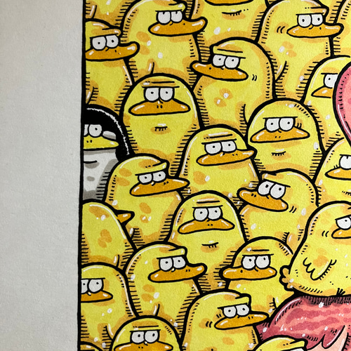 に*け様 「 逃げることをやめたフラミンゴ 」｜絵画 原画 抽象画 動物画 ドロ Amazon｜JXRDG 黒いフラミンゴのキャンバスの絵画の動物の壁の