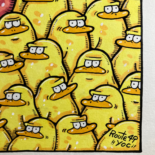 に*け様 「 逃げることをやめたフラミンゴ 」｜絵画 原画 抽象画 動物画 ドロ cce280c8462d707eaea89331586ea9