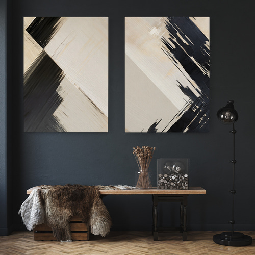 北欧 ジャパンディ なぞえ 斜交い インテリアアートパネル 2枚セット