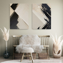 北欧 ジャパンディ なぞえ 斜交い インテリアアートパネル 2枚セット