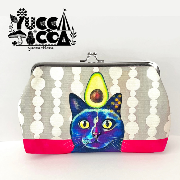TIMIDE ネコ ポーチ 猫 ハンドメイド がま口 チャトラ （三毛猫