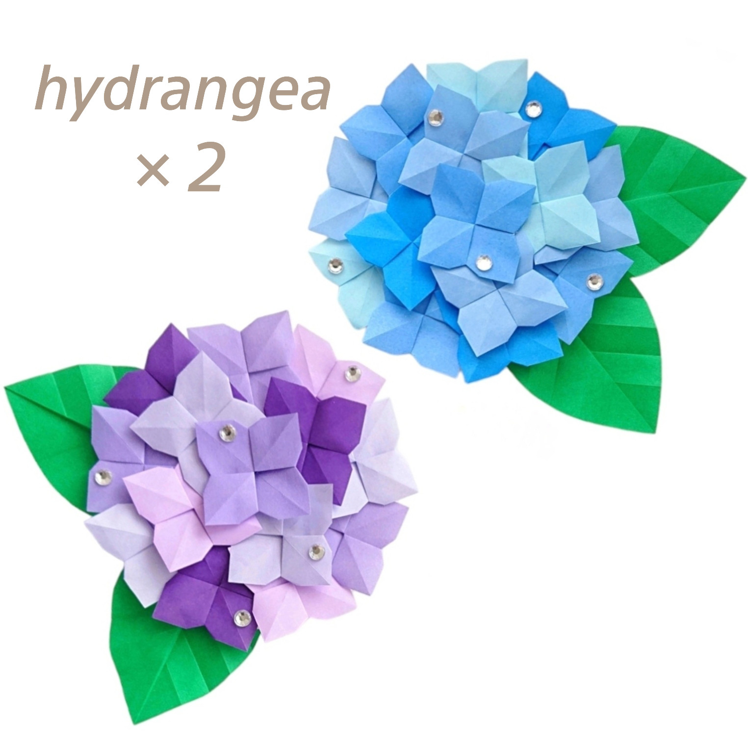 折り紙　紫陽花　壁面飾り
