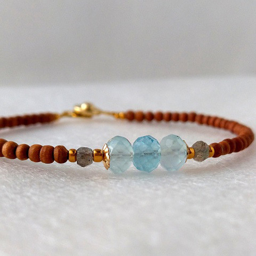 アクアマリン ラブラドライト ビーズブレスレット