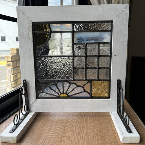 送料無料】和柄ステンドグラスパネル 月 和室 モダン アンティーク