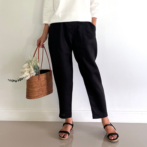 【美品】バーバリー ロンドン　ワイド スラックス　リネン混　タック　ブラック　黒 ワンフォークロージング 1111clothing 【 Laufer TR ワイド