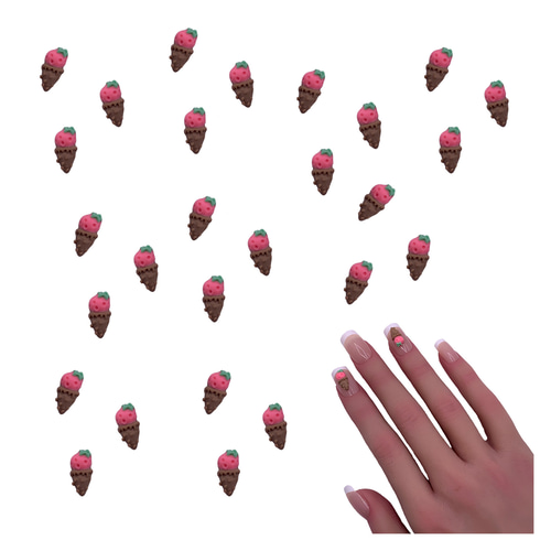 ネイルパーツ アイス いちご 12mm 混色 3D 立体 50個 ぷっくり